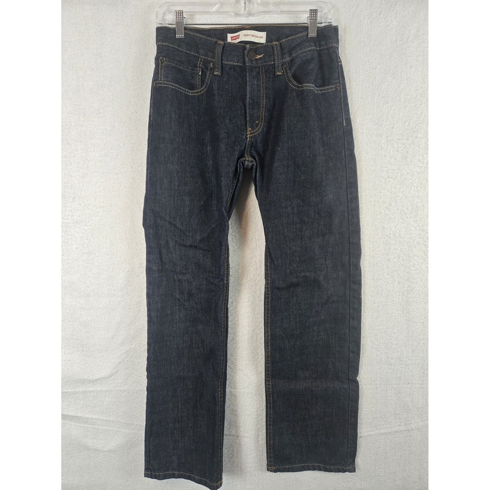 Levis‎ 505 Regular Youth Jeans 16 W28 L28 Dark Wash 100% Cotton Denim